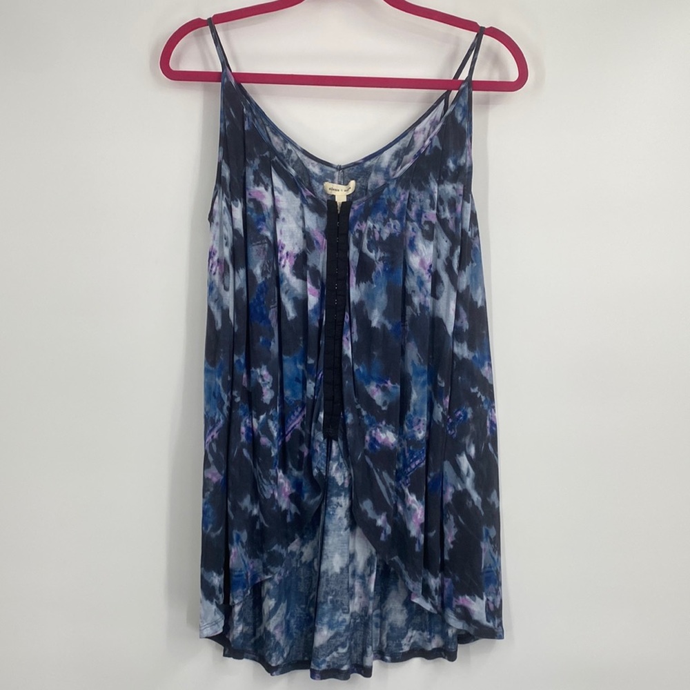 Urban Outfitters Silence and Noise Dark Blue Tie Dye Flowy High Low Tank Top